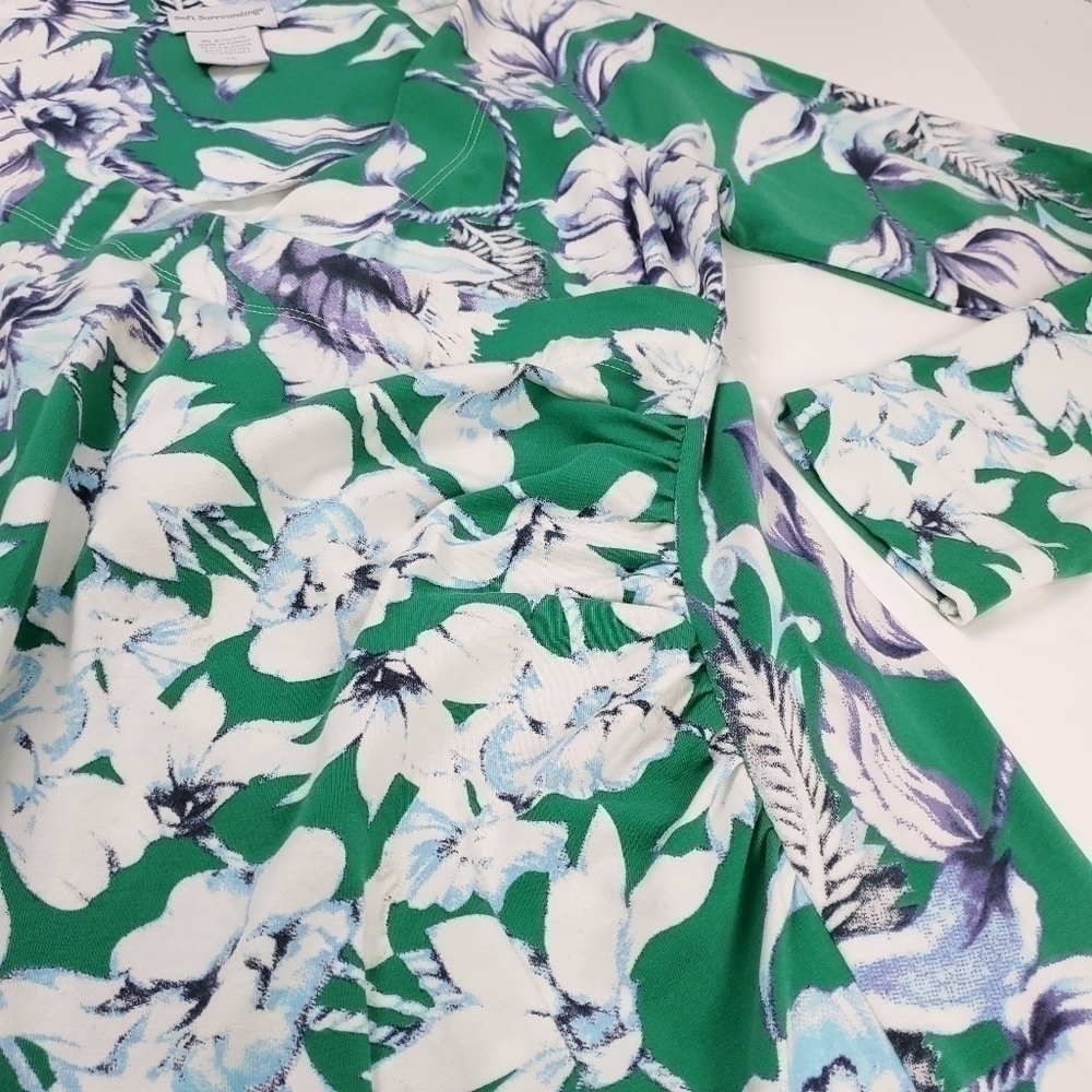 Soft Surroundings Green Floral Rouge Wrap Dress size Xs - Picture 7 of 13